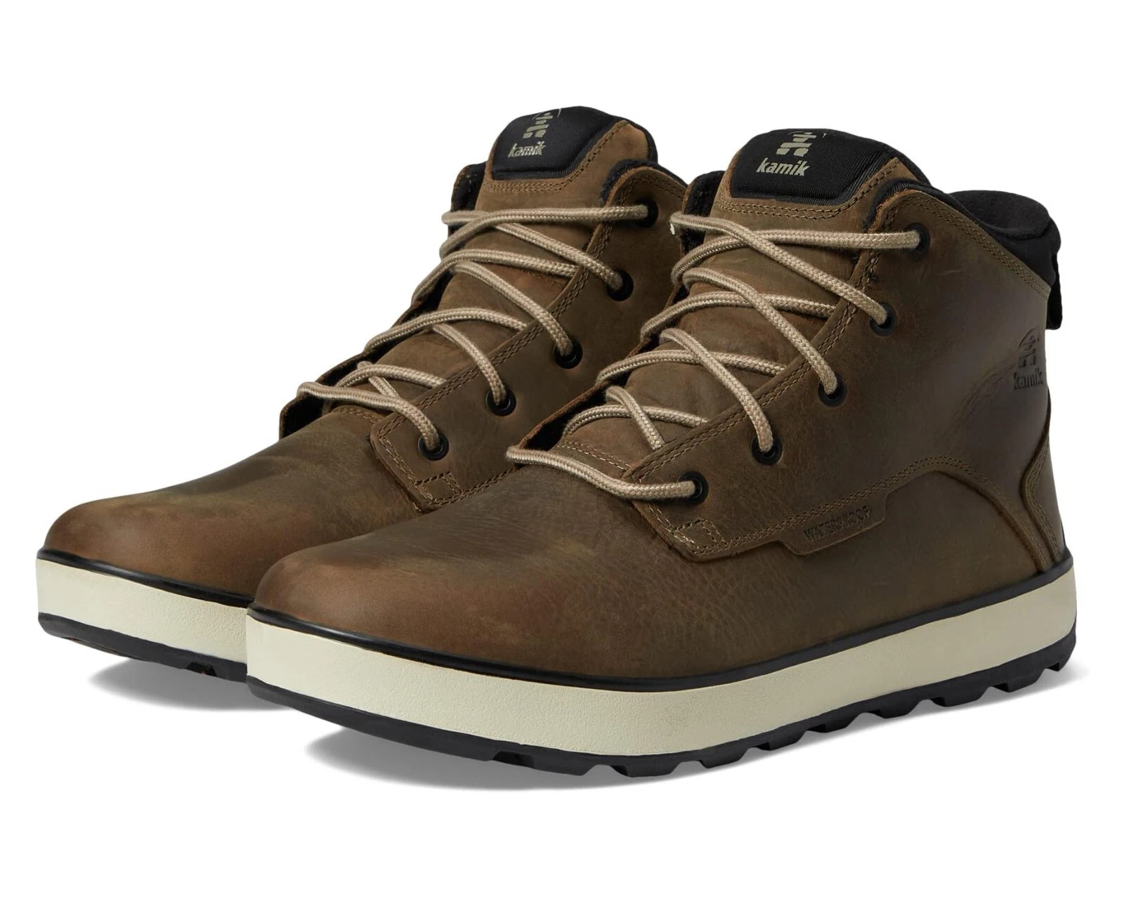 Kamik Z60117 Mens Fossil Leather Spencer Mid Winter Lace-Up Boots Size 10 M