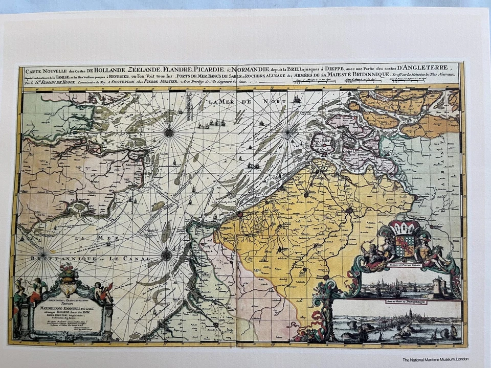 Mapa vintage enmarcado del sudeste de Inglaterra y Bélgica Foto 3 de 4