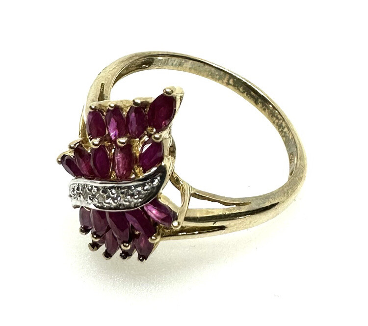 9ct Gold Ruby Ring Yellow Gold Ruby Diamond Ring … - image 13