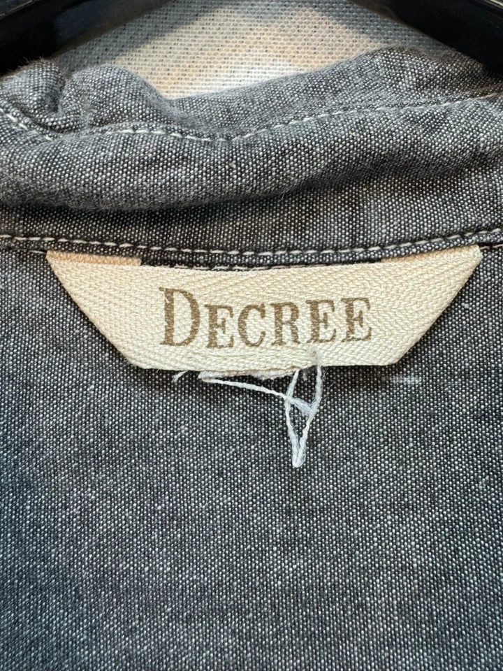 Decree Mens Acid Wash Denim Button-Up Shirt XL Gray - Image 2 of 4