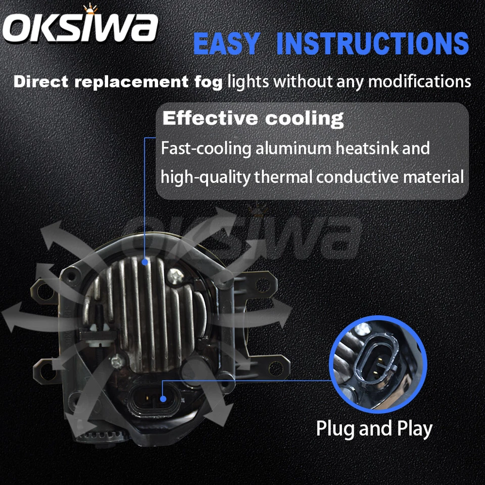 LED 雾灯适用于 2014 - 2018 2019 2020 2021 丰田苔原前对保险杠灯 — 第 4/4 张图片