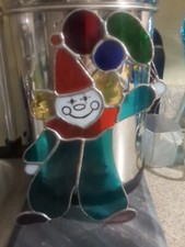 Vintage Clown Handmade Stained Glass Suncatcher 9.5  