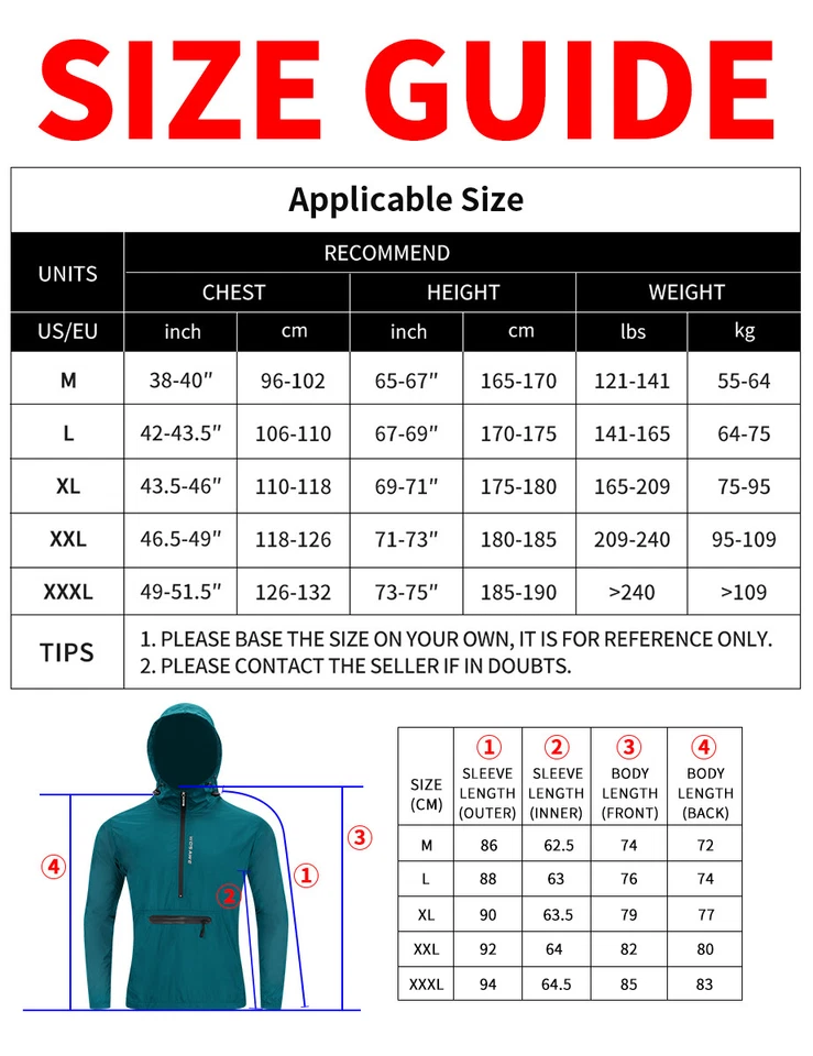 WOSAWE Men Cycling Windproof Hoodies Jacket MTB Bike Water Repellent Activewear - Image 2 of 4