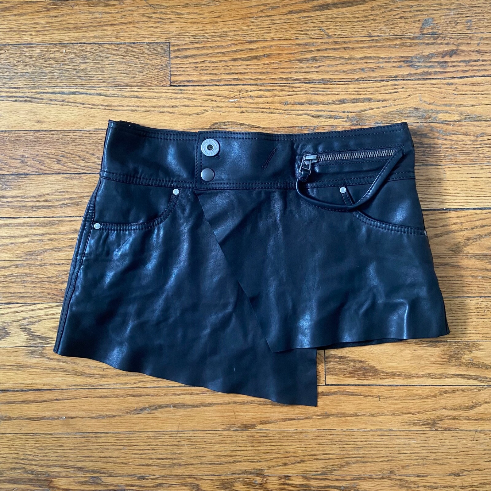 DIESEL Black Leather Mini Skirt Size 27