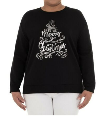Woman's Black LS Holiday Sweatshirt 