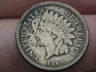 1860 Copper Nickel Indian Head Cent Penny- Rounded Bust, Fine/VF Details