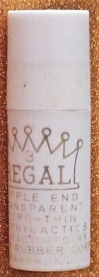 A NOS 1950'S REGAL BRAND CONDOMS / RUBBERS, 3 PER CONTAINER, NOT 4 USE DUE 2 AGE
