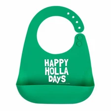 Bella Tunno Tots Silicone Pocket Baby Bib Happy Holla Days Holiday Xmas 