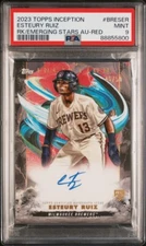 Esteury Ruiz 2023 Topps Inception Emerging Stars Auto Red /50 RC PSA 9 Athetics