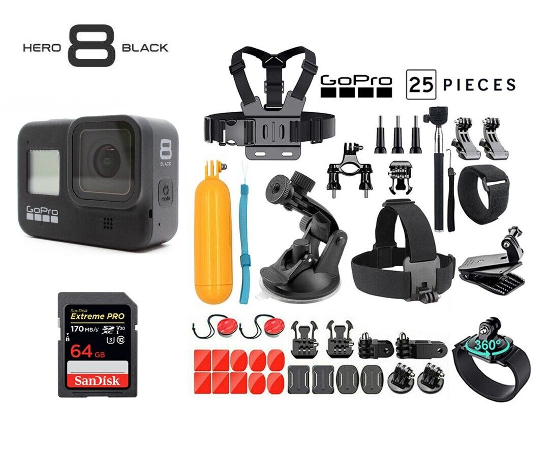 GoPro Hero8 Black Waterproof Action Camera + Adventure Sports Bundle  CHDHX801