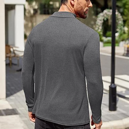 Men Long Sleeve Thermal Tops Pullover Underwear Tees Double-side Fleece T-Shirt - Picture 12 of 15