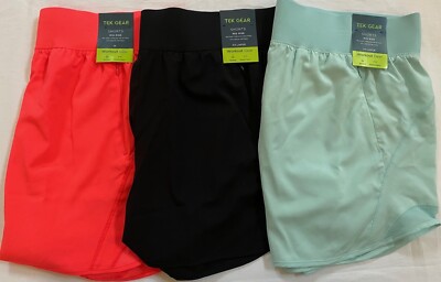 NEW Tek Gear Workout Shorts Active Performance Black Mellon Aqua Green XXL or 1X