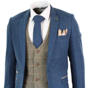 blue herringbone tweed jacket