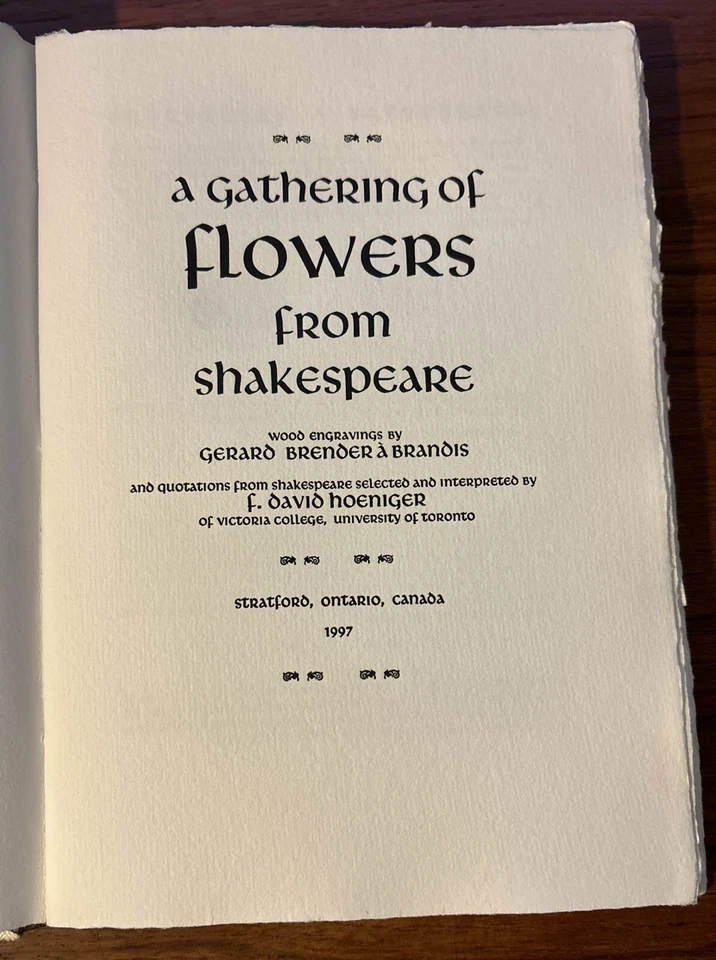 Gathering of Flowers from Shakespeare w/ Wood Engravings G.B. Brandis, Signed... - Image 4 of 4