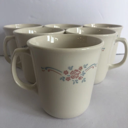 Vintage Corning Ware Corelle English Breakfast Coffee Mugs Tea Cups Set of 6