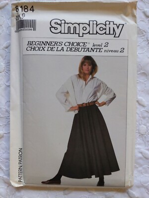 Simplicity 8184 Misses Long Circle Skirt Pockets UNCUT Sz Waist