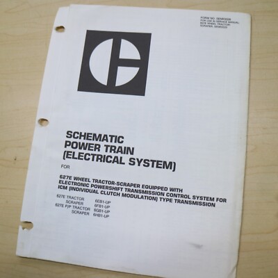 Caterpillar 627E TCS Scraper Electrical Schematic diagram manual repair pan