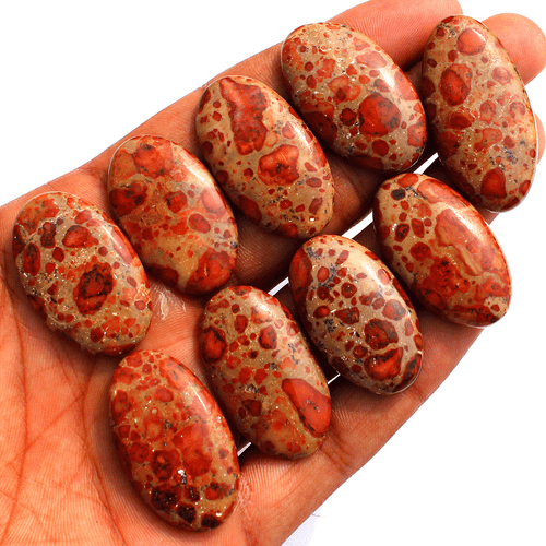 9 Pcs Natural Asteroid Jasper Top Grade 33mm-39mm Oval Cabochon Loose Gemstones - Picture 4 of 11