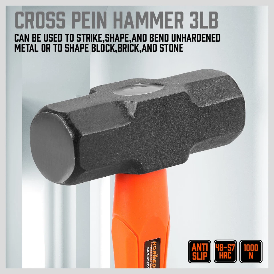 Juego de martillos HORUSDY 5 PIEZAS 16/32 OZ bola dolor 32 OZ goma 3 lb trineo 3 lb martillo cruzado Foto 4 de 4