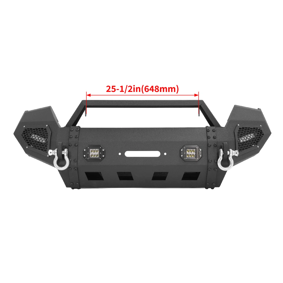 Black Steel Front Bumper W/Winch Plate & LED Lights For Toyota Tacoma 2016-2023 Foto 2 de 4