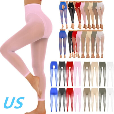Women Sheer Glossy Skinny Pants Crotchless/Regular Tights Pantyhose Stockings