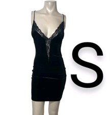 🆕Sexy Black Velvet Lace Low Cut Mini Dress~Size S