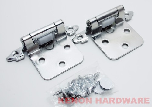 Lot of 25 Pairs 50pcs Self Closing OVERLAY Flush Cabinet Hinges- Chrome Plated - Picture 2 of 5