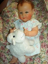 Large 16", French signed raised Eagle marks celluloid baby doll, sleep eyes