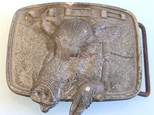 VINTAGE R & S MCP MALE CHAUVINIST PIG WILD BOAR 1975 HOG BELT FUN BUCKLE