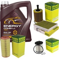 MANN-FILTER Inspektionspaket Mannol 5L Energy Combi Ll 5W-30 FüR Audi A2 1.4