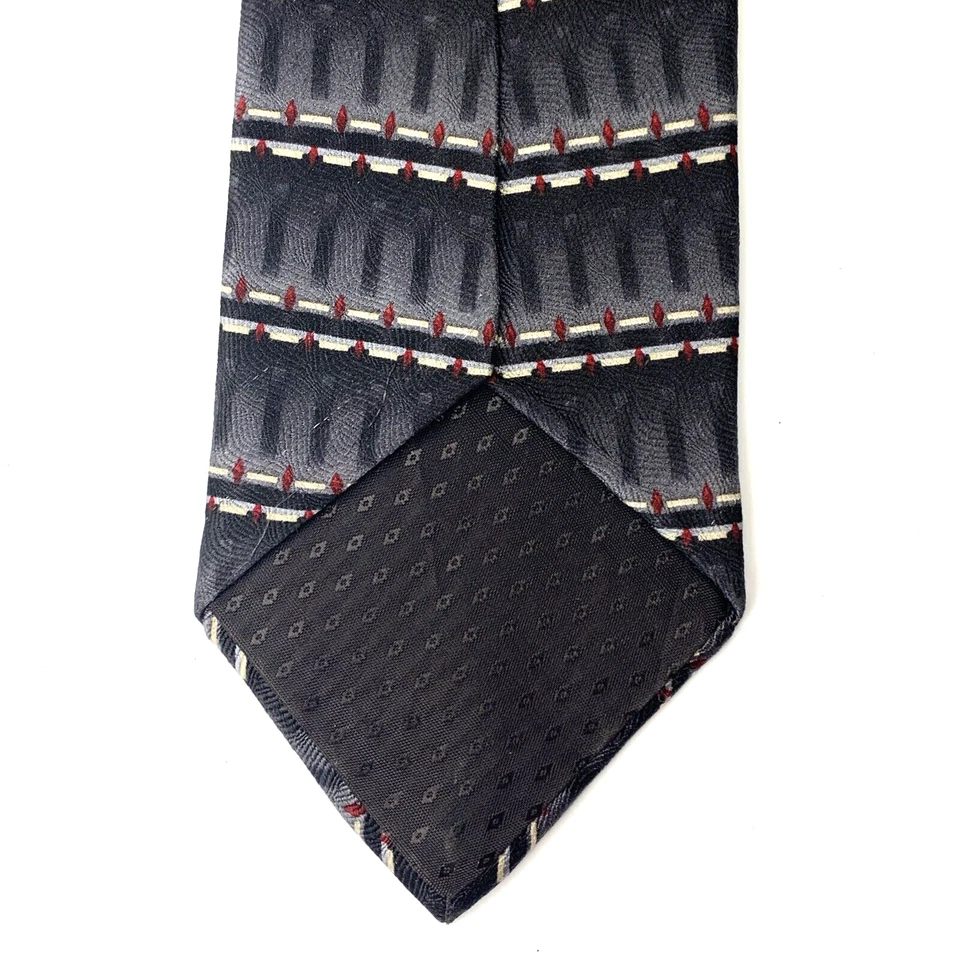 Corbata de seda Monterey Bay para hombre talla 3 7/8 x64 negra gris roja foulard corbata hojas J. Foto 3 de 4