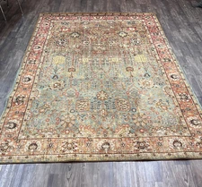 EUC 8 x 11 Studio Karastan Dual Pattern Spice Market Area Rug Myanmar Aquamarine