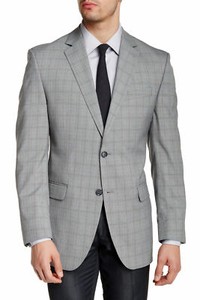 grey plaid suit jacket