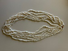 FRESHWATER PEARL, vintage, 6-strand, 18" necklace, w/gold-toned clasp.