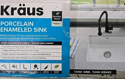 Kraus Pintura 21'' Undermount Porcelain Enameled Steel Single Bowl kitchen Sink