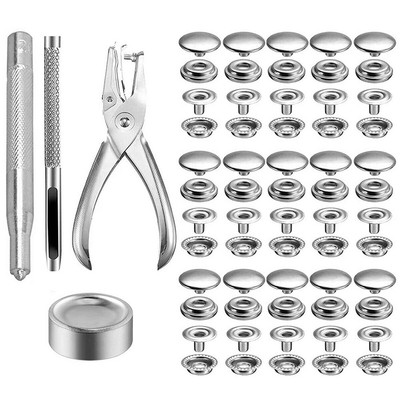 Druckknöpfe Set für Kleiderreparatur 204 Teile Druckknöpfe mit einfacher Kappenbefestigung