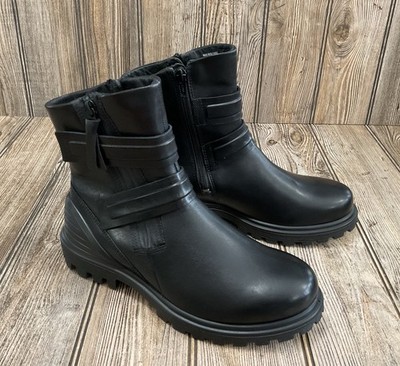 ECCO N7103 Womens Black Leather Tredtray Moto Boot Size US 7-7.5 EU 38