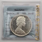 1965 Silver Dollar Canada $1 **CCCS Graded MS-60 CAMEO ** Large Beads Pointed 5