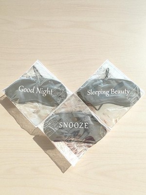 Set of 3 Sleep Masks Black Eye Cover   Good Night, Snooze, Sleeping Beauty NEW