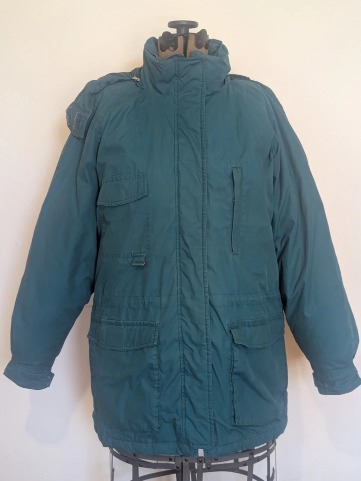 Abrigo Eddie Bauer Mujer Snowline Plumón de Ganso Talla L Verde Bolsillos con Capucha Exterior Foto 2 de 4