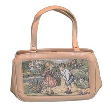 Vintage Ambassador Tapestry Handbag Purse Children Garden Scene Taiwan