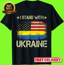 2025/I Stand With Ukraine Support Ukrainian American USA Flag T-Shirt