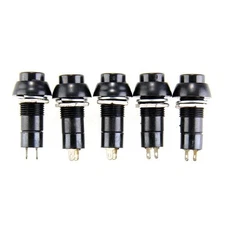 5x Black Push Button ON/OFF Bolt-On Switch Latching Round Circle Car DC 5A 12V