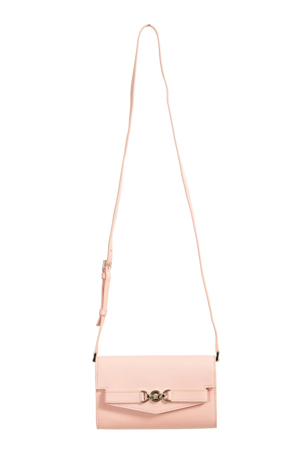 Versace — Versace Women's Pale Pink Leather Silver Medusa Clutch Wallet Shoulder Bag
