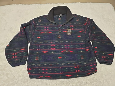 Vintage Nagano 1998 Olympics Mockneck Timberline Southwest Aztec Fleece 1/4 Zip