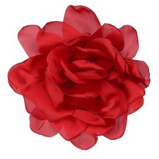 4.7" Silk Satin Flower Brooch Pin Large Peony Floral Lapel Pin Red