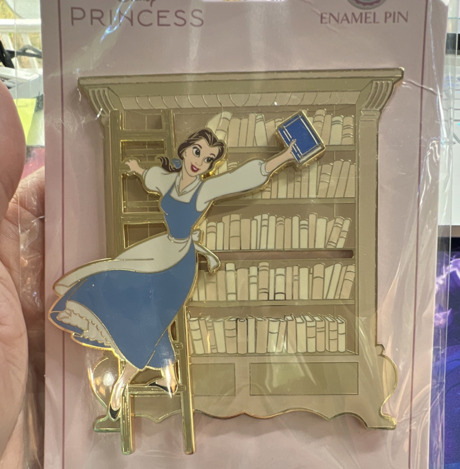 Disney Beauty & The Beast PALM SLIDING BOOKSHELF BELLE Exclusive Enamel Pin