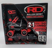 NEW Roller Derby 2 in 1 INLINE QUAD Combo Boys Skates Adjustable Sizes 12-2