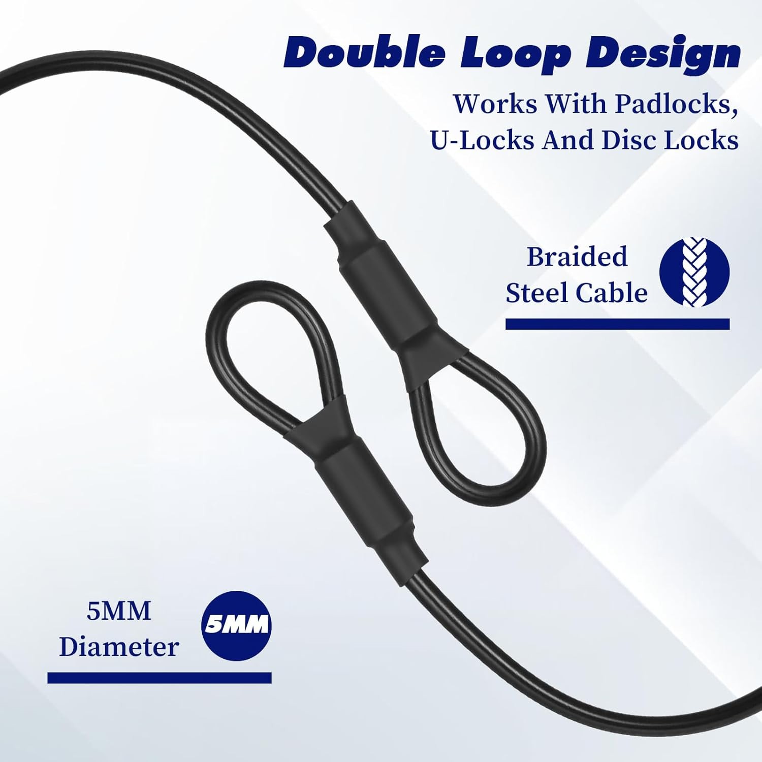 4 Pack Heavy Duty Loop End Cable Braided Stainless Steel PVC Coated Safety Wire 