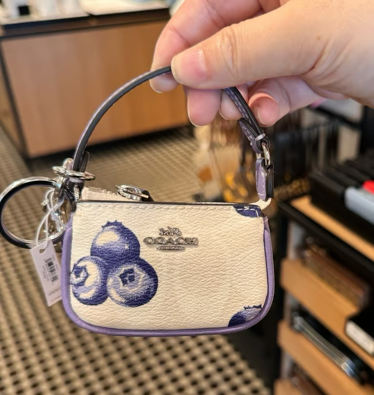 NWT Coach Mini Nolita Bag Charm In Signature Canvas With Blueberry